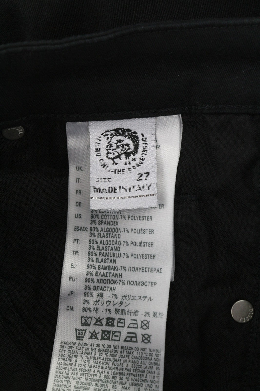 DIESEL Babhila 069EI Womens Jeans W27 Black Slim Regular Waist Stretch Buttoned