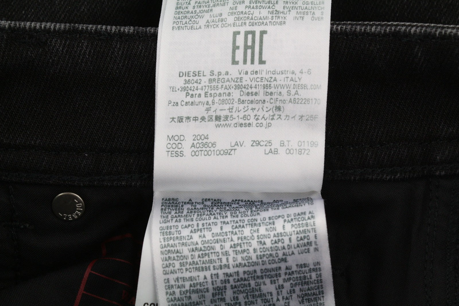 DIESEL 2004 5Pockets Z9C25 Womens Jeans W26/L32 Black Slim Tapered Leg RRP€185