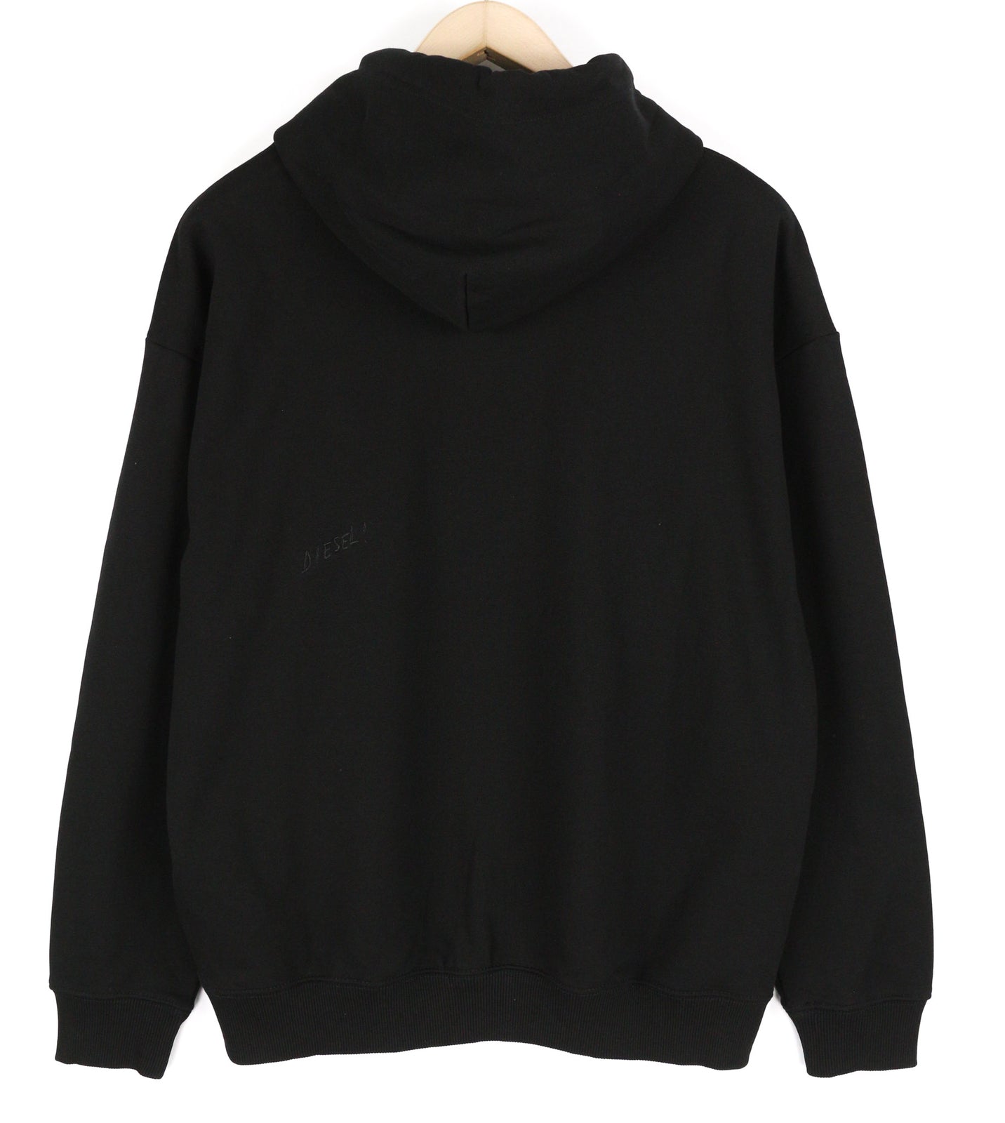 RRP150 DIESEL S-Ummer-B2 džemperis su gobtuvu S dydžio, juodas, megztinis su kengūros kišene, unisex