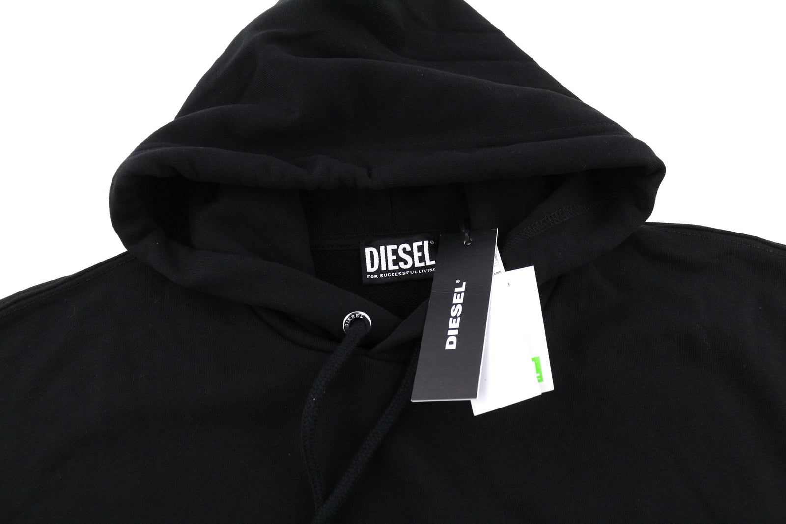 RRP150 DIESEL S-Ummer-B2 džemperis su gobtuvu S dydžio, juodas, megztinis su kengūros kišene, unisex