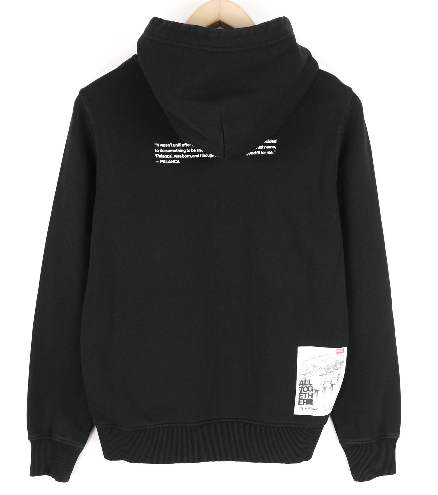 DIESEL PR-Ginn-Hood-P1 džemperis su gobtuvu, 2XS, juodas, megztinis su kengūros kišene, unisex, rekomenduojama kaina – 195 € 