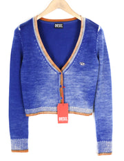 DIESEL M-Arika moteriškas megztinis L dydžio, mėlynas, skalbtas, vilnonis megztas kardiganas su sagomis, rekomenduojama mažmeninė kaina – 300 € 