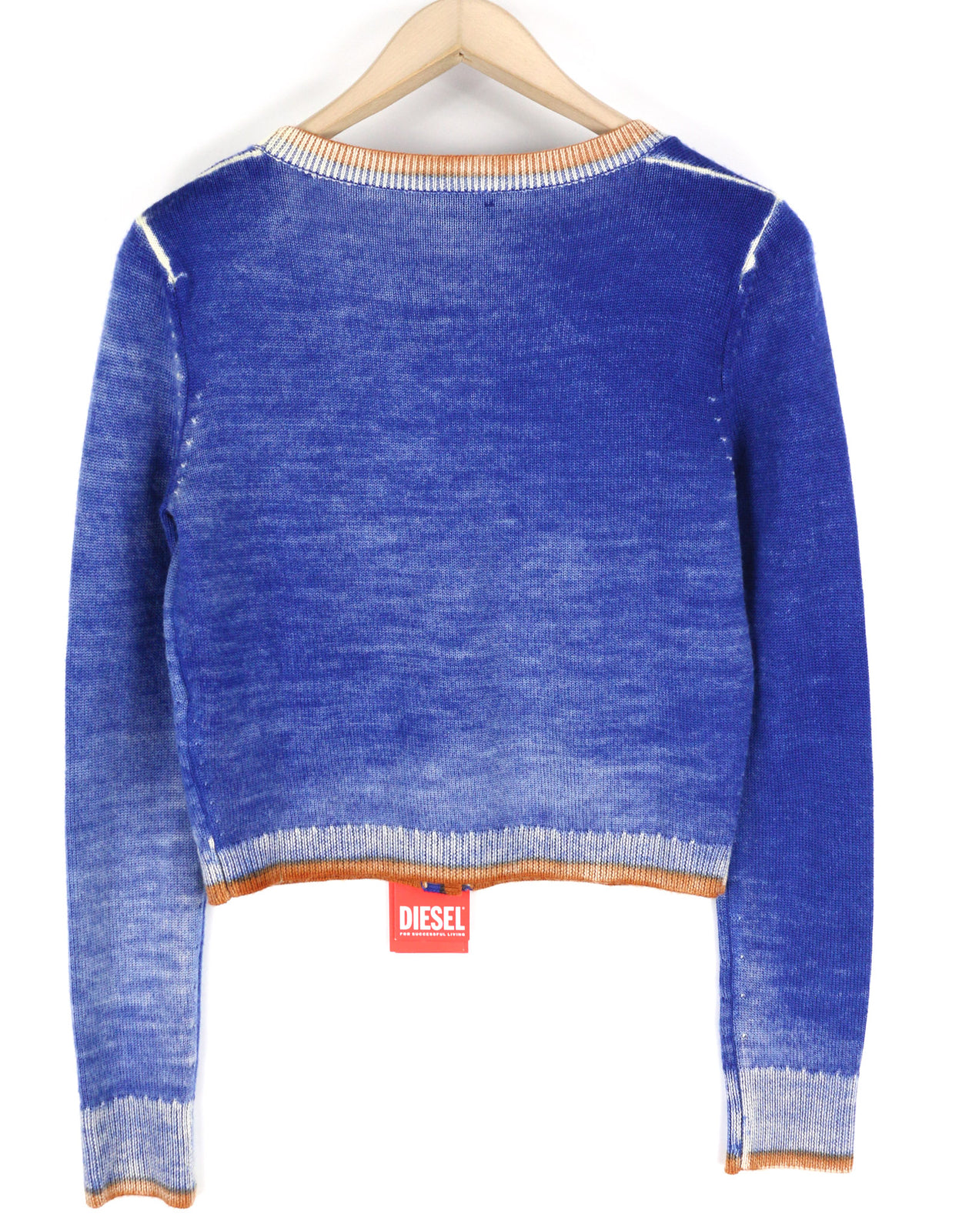 DIESEL M-Arika moteriškas megztinis L dydžio, mėlynas, skalbtas, vilnonis megztas kardiganas su sagomis, rekomenduojama mažmeninė kaina – 300 € 
