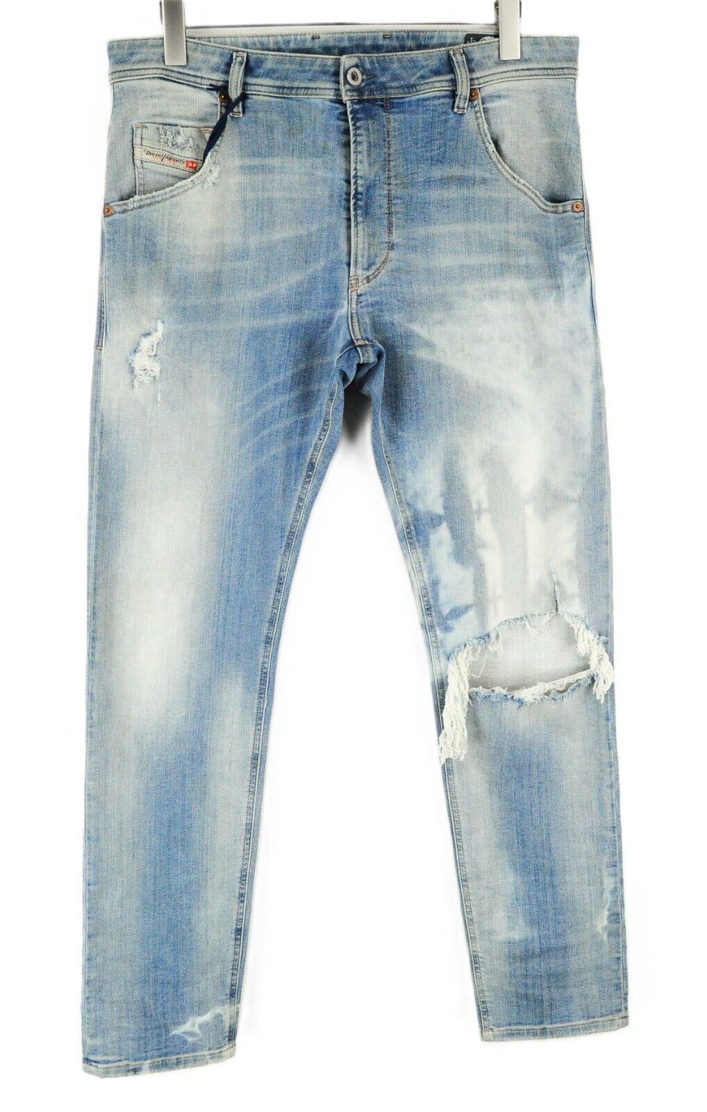 DIESEL Krooley-T 087AE Men's Jeans W33 Slim Fit Jogg Sweat Blue Ripped Stretch