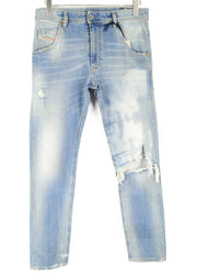 DIESEL Krooley-T 087AE vyriški džinsai W29 Sweat Jogg mėlyni, ploni, skalbti, tamprūs, plėšyti 