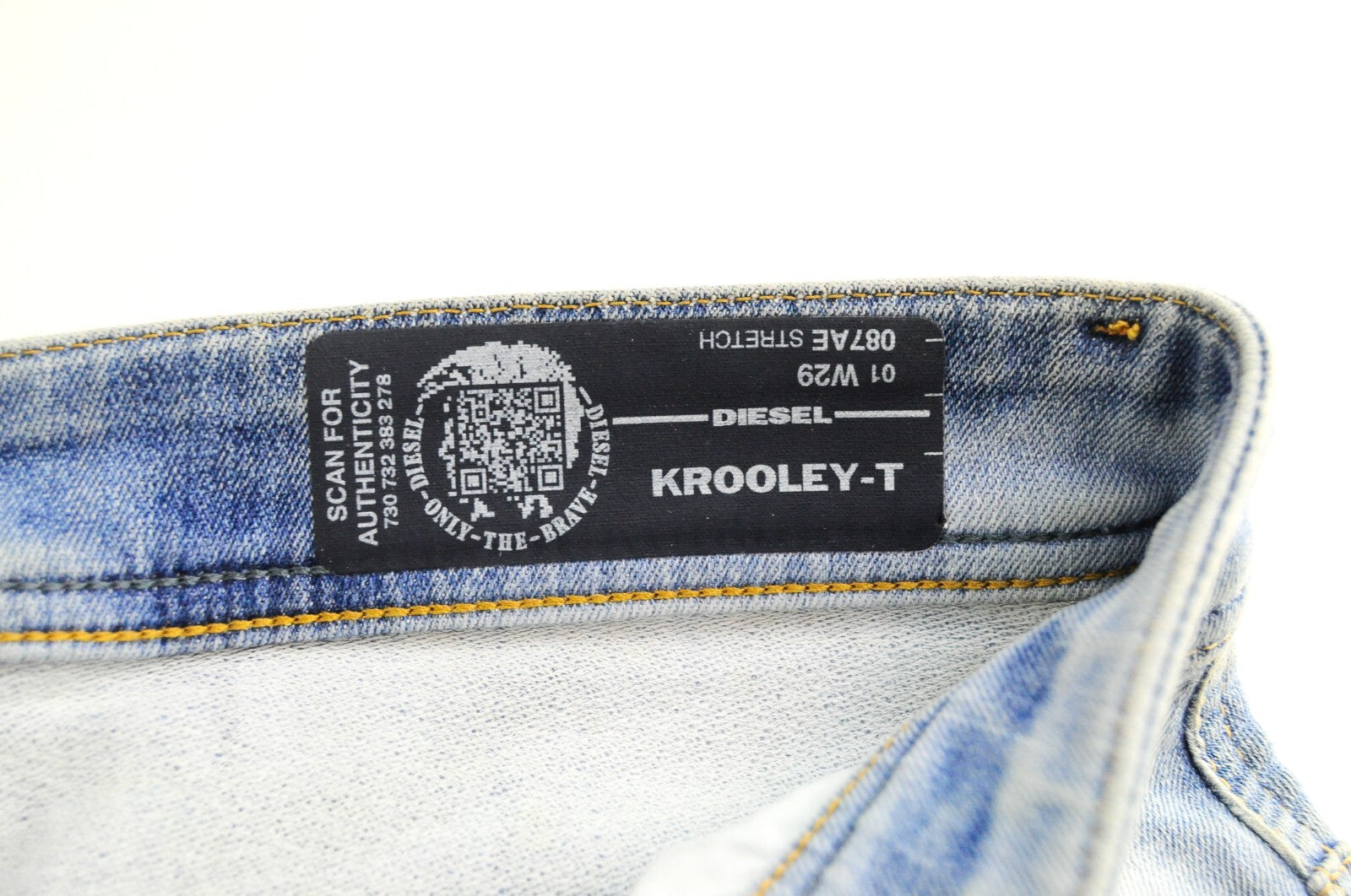 DIESEL Krooley-T 087AE vyriški džinsai W29 Sweat Jogg mėlyni, ploni, skalbti, tamprūs, plėšyti 