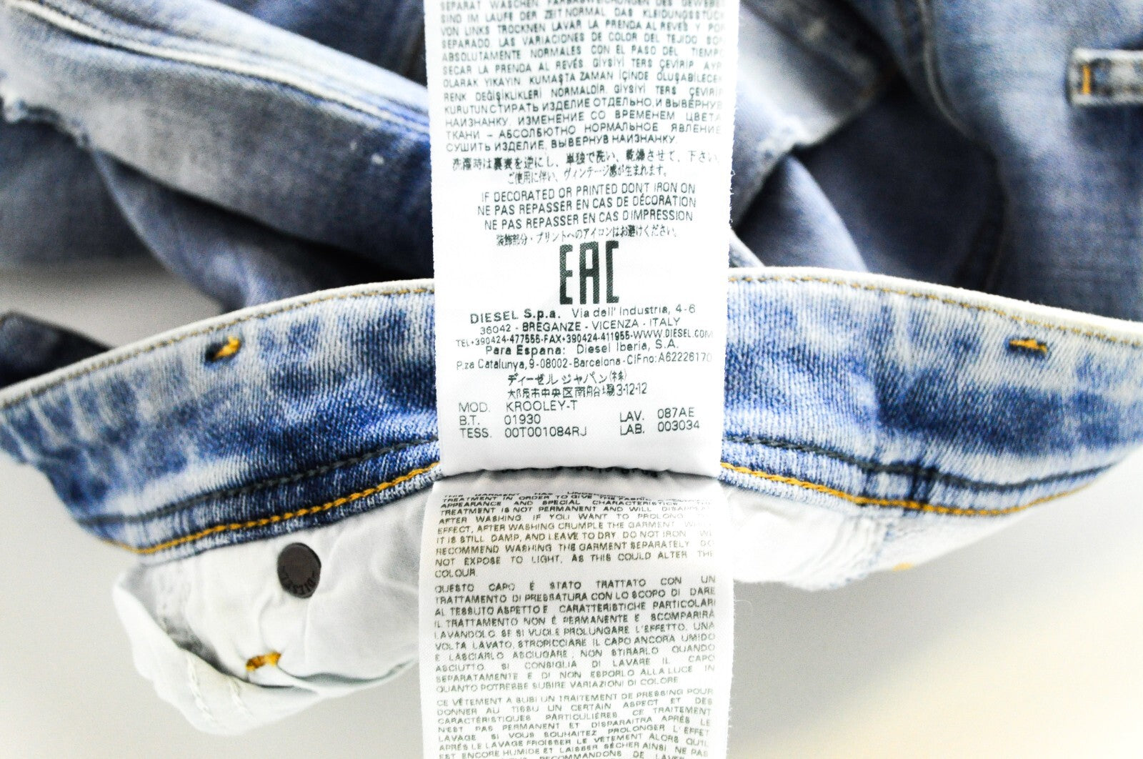 DIESEL Krooley-T 087AE vyriški džinsai W29 Sweat Jogg mėlyni, ploni, skalbti, tamprūs, plėšyti 