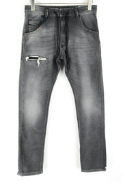 DIESEL Krooley CB-NE 069EM vyriški džinsai W28 Jogg Sweat pilki, ploni, plėšyti* 