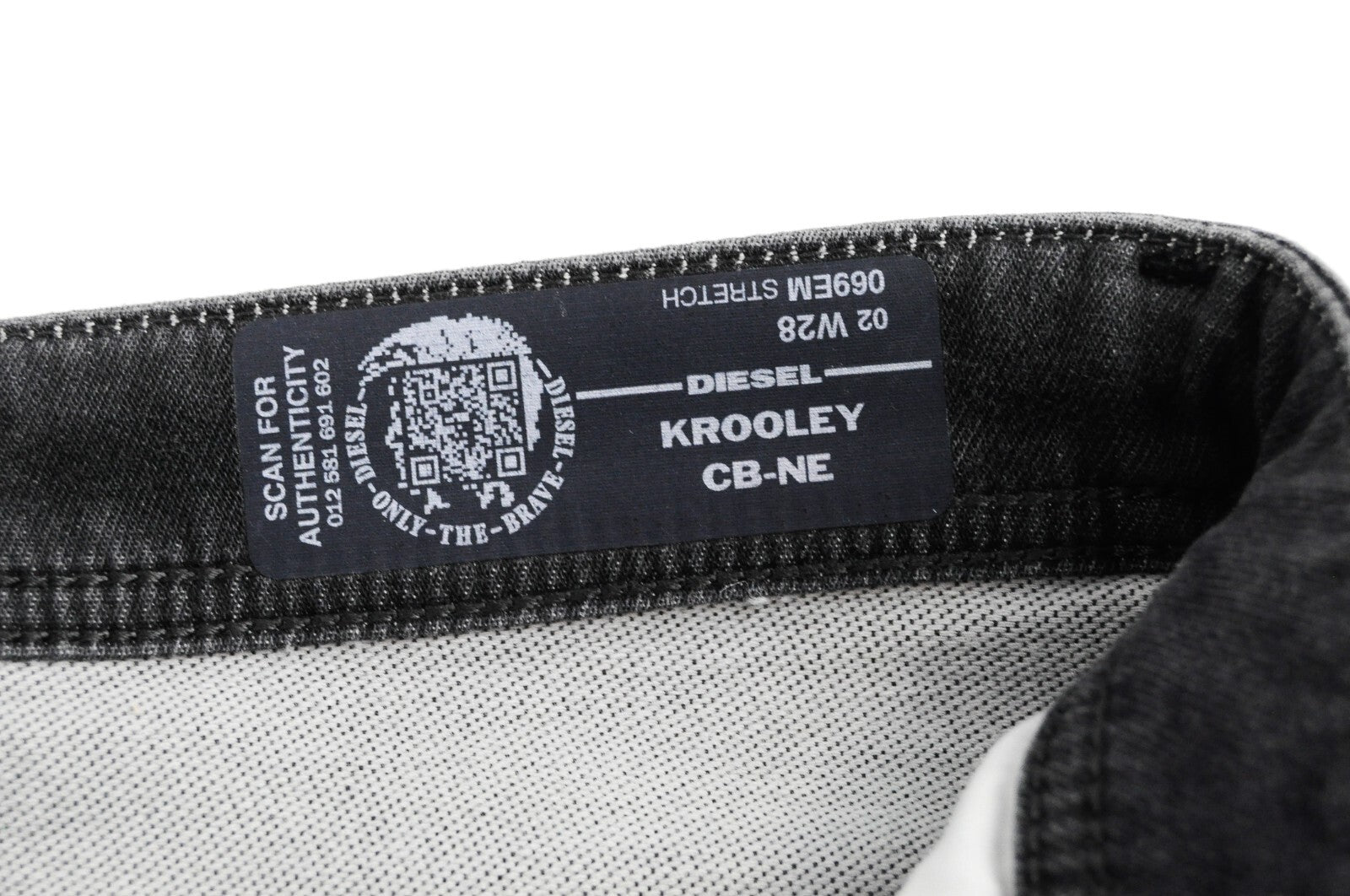 DIESEL Krooley CB-NE 069EM vyriški džinsai W28 Jogg Sweat pilki, ploni, plėšyti* 