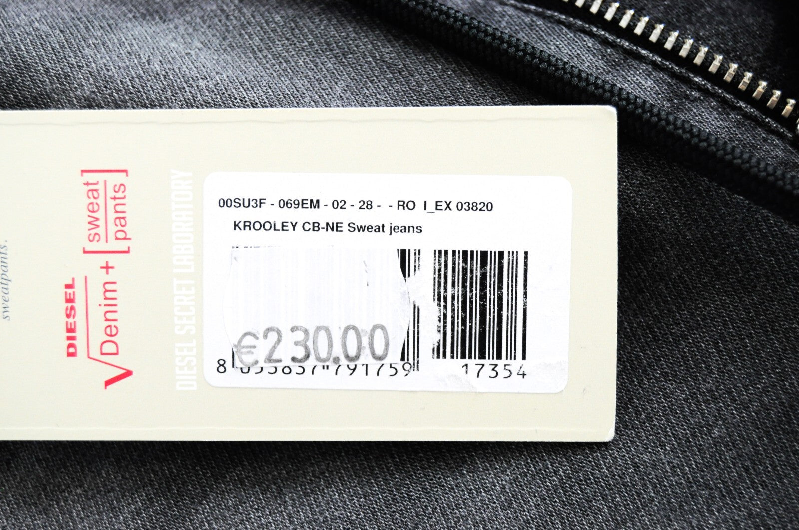 DIESEL Krooley CB-NE 069EM vyriški džinsai W28 Jogg Sweat pilki, ploni, plėšyti* 