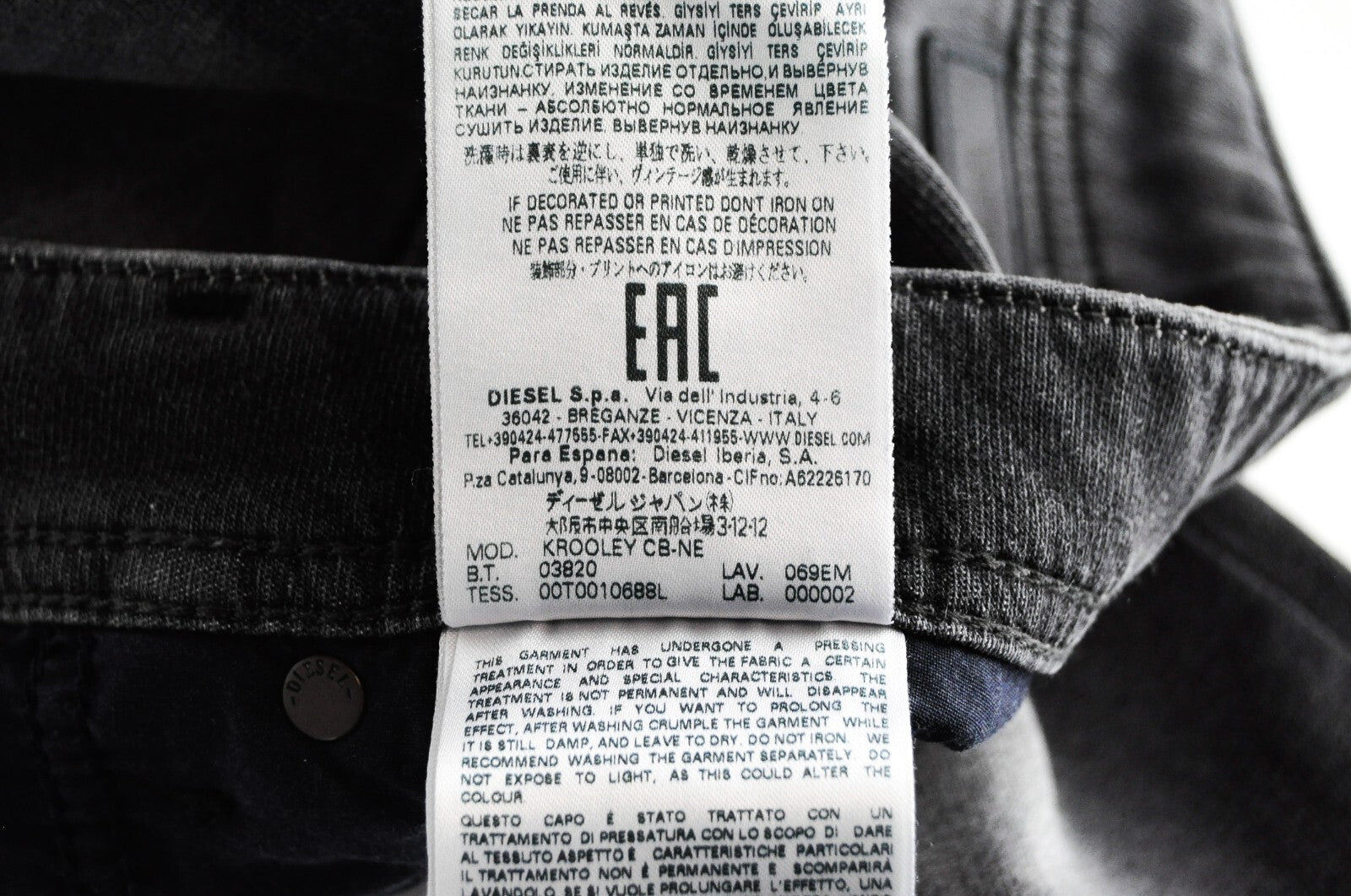 DIESEL Krooley CB-NE 069EM vyriški džinsai W28 Jogg Sweat pilki, ploni, plėšyti* 