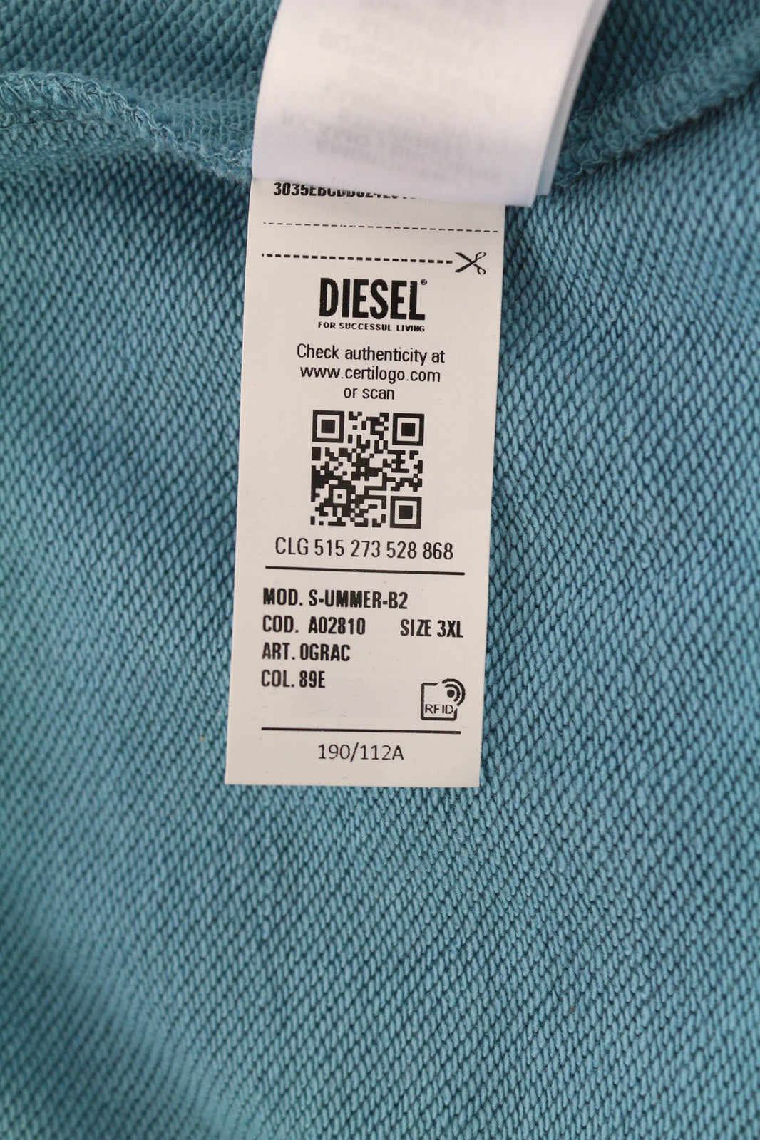 DIESEL S-Ummer-B2 vyriškas džemperis su gobtuvu, 3XL dydžio, mėlynas, megztinis su kengūros kišene, rekomenduojama kaina – 150 €. 