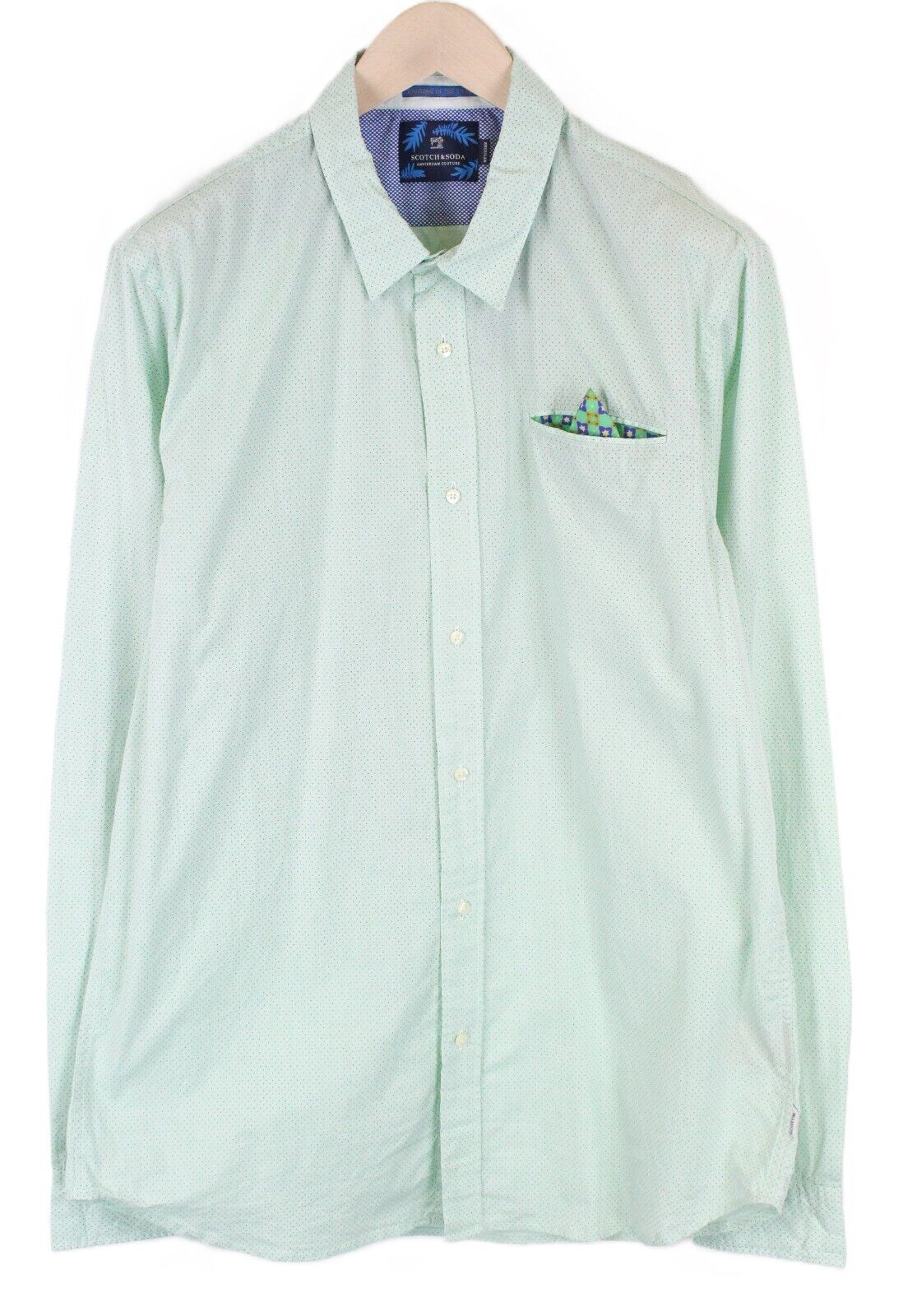 SCOTCH & SODA Ams Couture Shirt 2XL Green Dot Pattern Pure Cotton Long Sleeve
