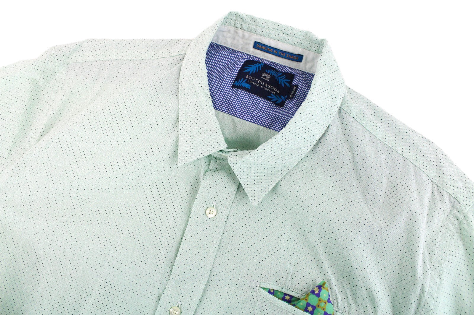 SCOTCH & SODA Ams Couture Shirt 2XL Green Dot Pattern Pure Cotton Long Sleeve