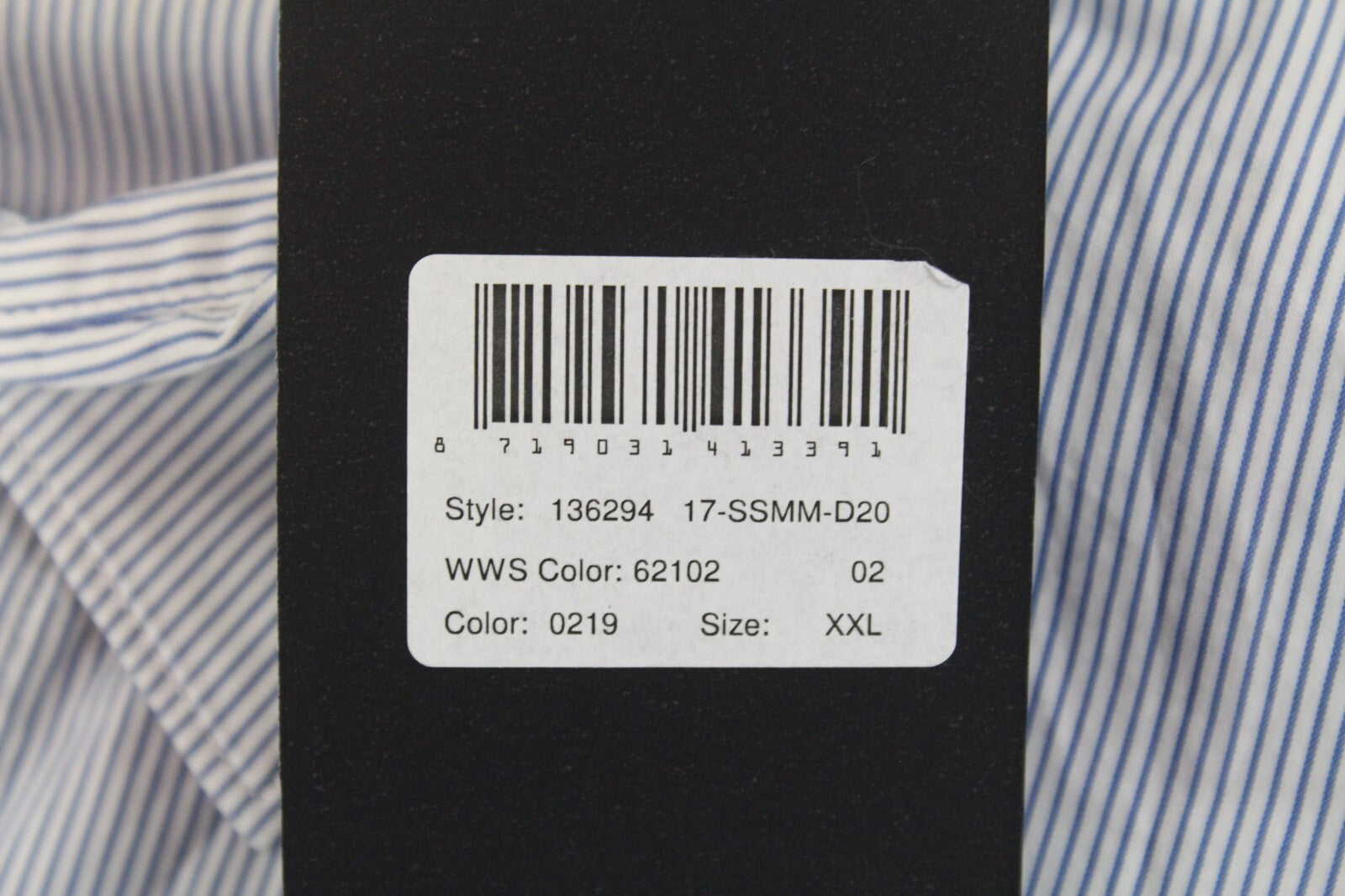 SCOTCH & SODA Ams Couture Shirt 2XL Blue Cotton Slim Fit Striped Formal Stretch