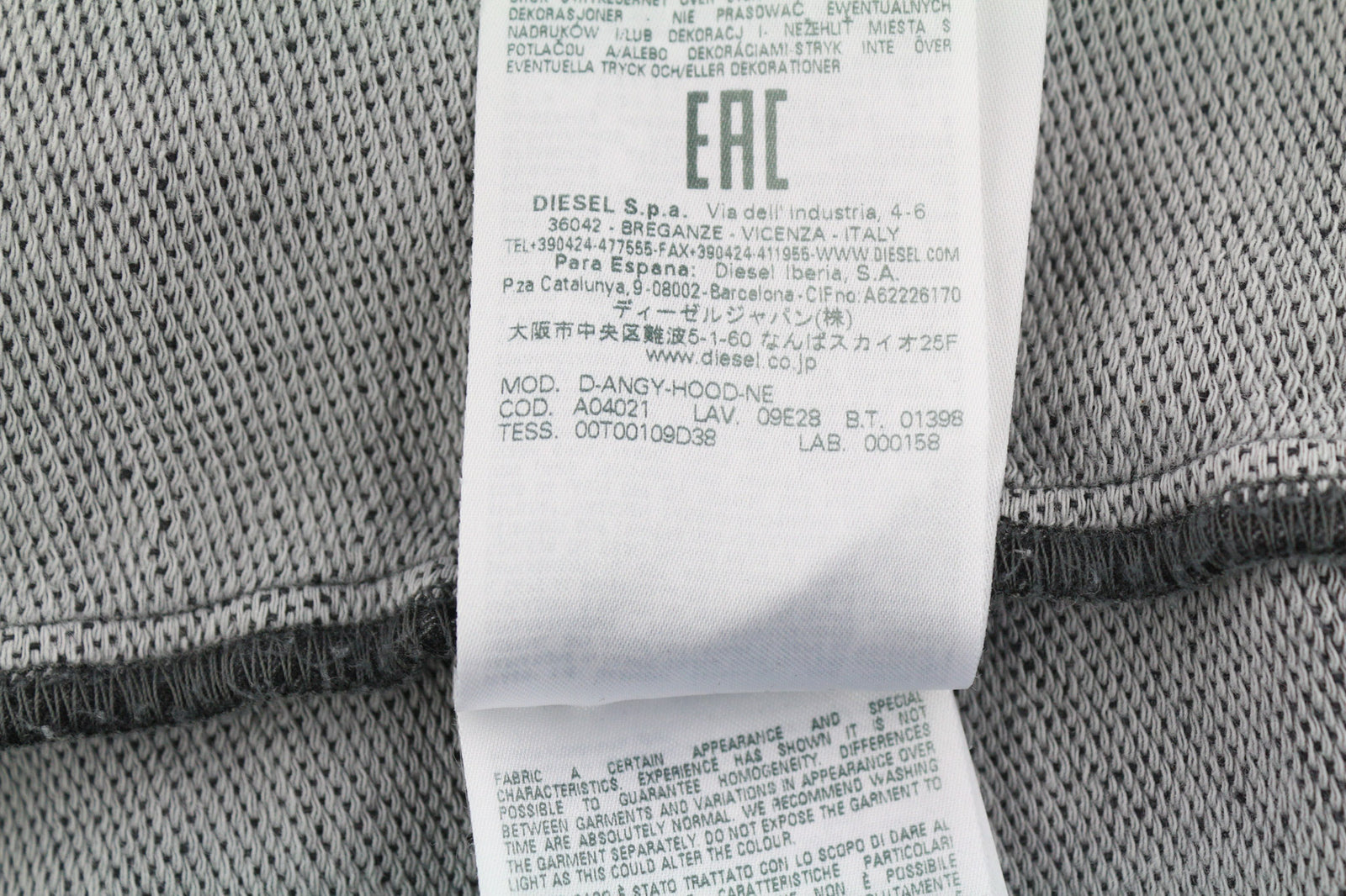 DIESEL D-Angy-Hood NE Women Hoodie S Grey Washed Pullover Kangaroo RRP€300