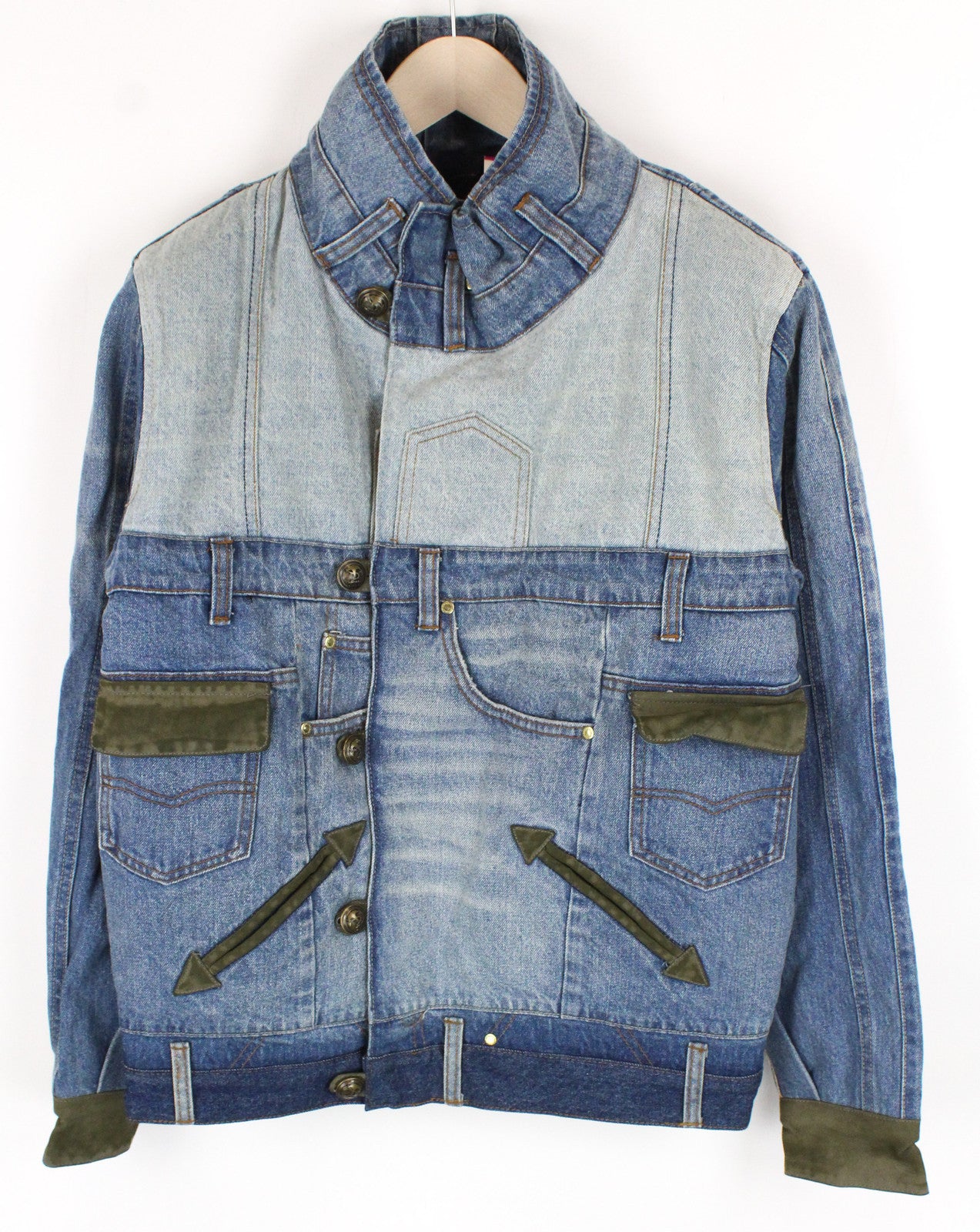 DESIGUAL moteriškas mėlynas džinsinis švarkelis 40 medvilninis ilgomis rankovėmis su Geisha blizgučiais ir logotipu 