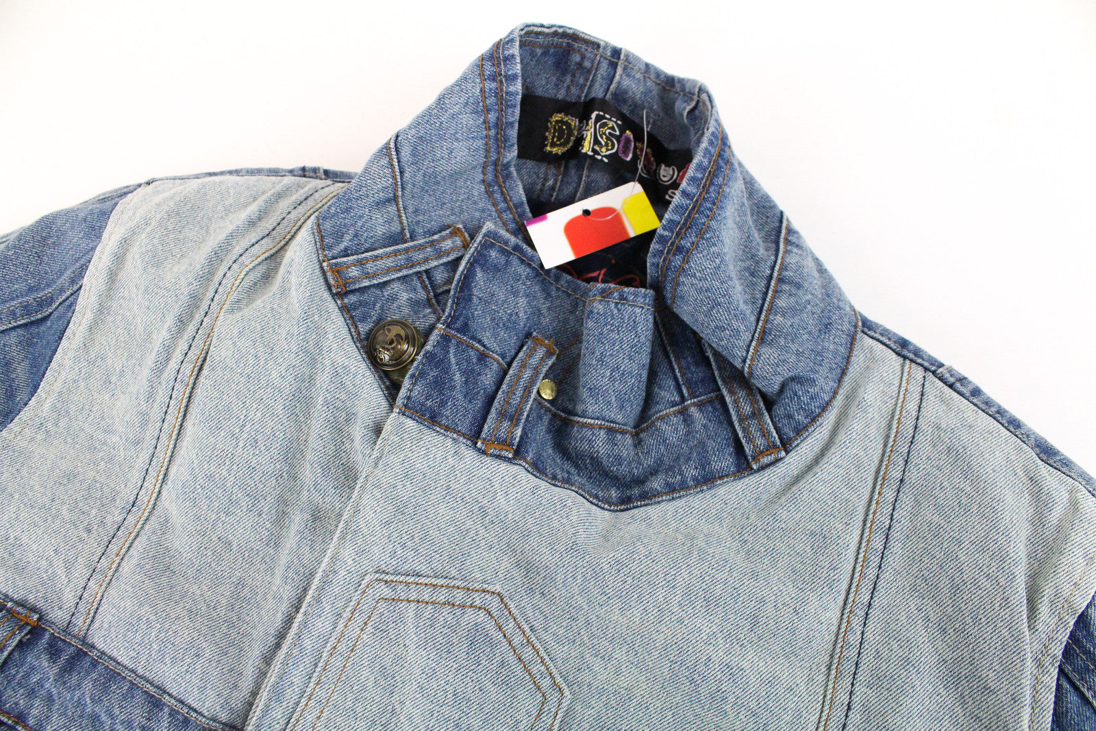 DESIGUAL moteriškas mėlynas džinsinis švarkelis 40 medvilninis ilgomis rankovėmis su Geisha blizgučiais ir logotipu 