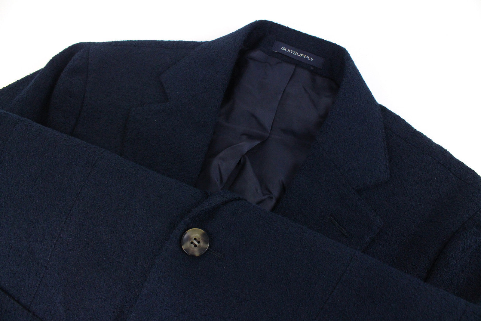 „SUITSUPPLY Havana Patch“ vyriškas švarkas, UK34R, tamsiai mėlynas, medvilnės, vilnos ir lino mišinio, plonas 