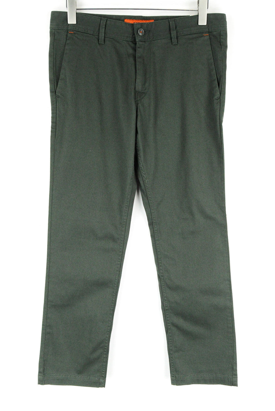 REPLAY Tom Men's Green Cotton Trousers W32/L30 Regular Stretch Slit Pocket