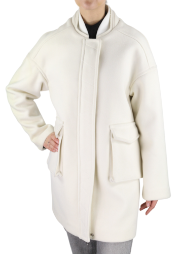 DIESEL W-Lethea moteriškas paltas S, lengvos vilnos mišinio, su užtrauktukais ir kišenėmis, rekomenduojama kaina – 590 € 