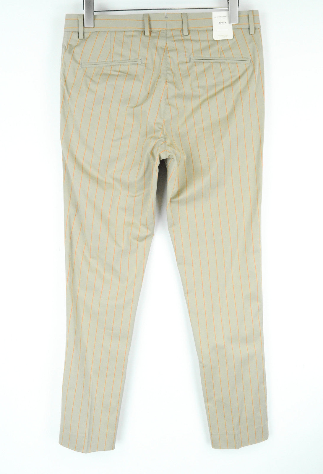 SCOTCH & SODA Thorne Men's Brown Trousers W32/L32 Super Slim Striped Pleated