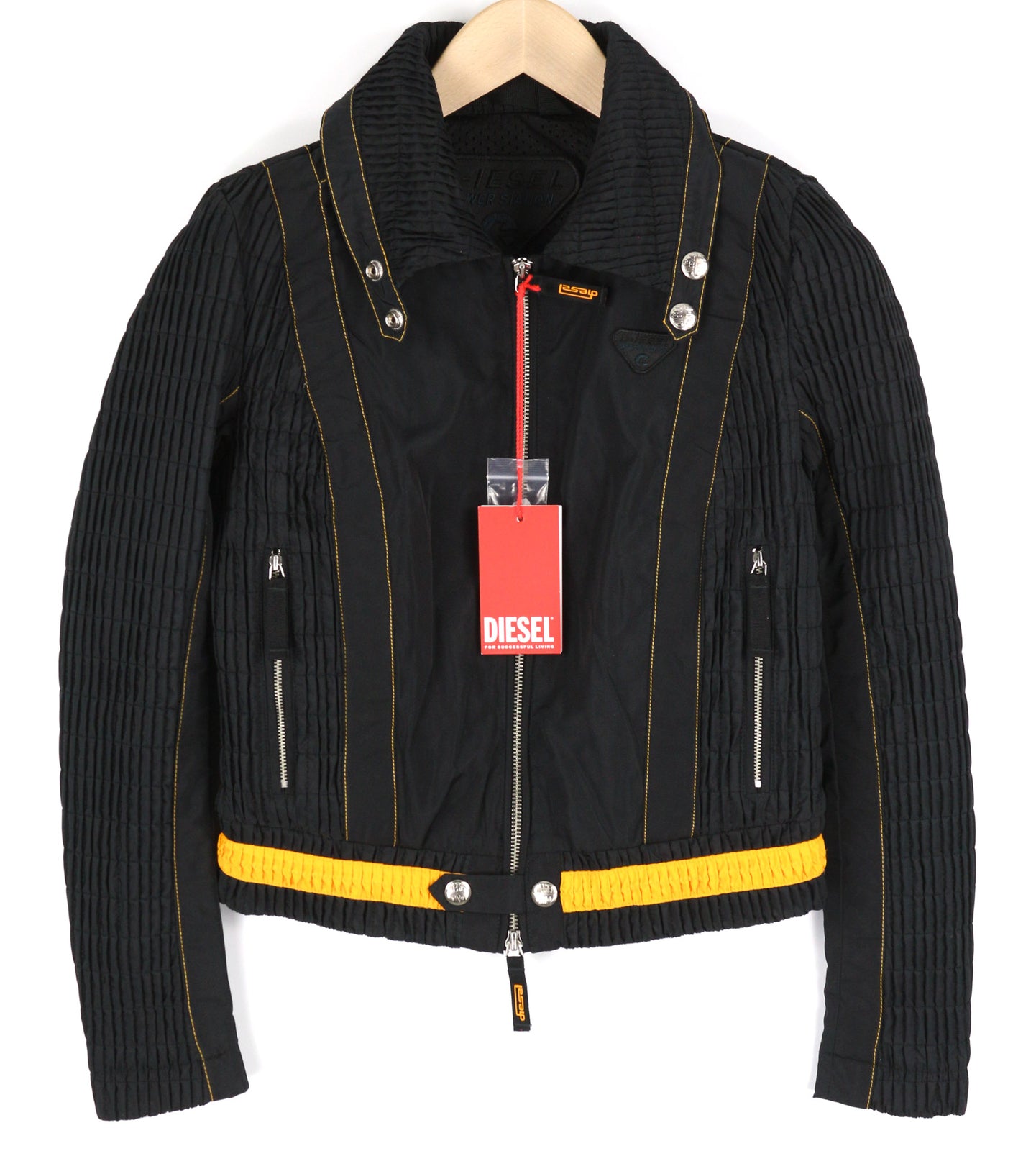 DIESEL G-Ritas Women Jacket S Black Textured Single Breasted Neck RRP€250