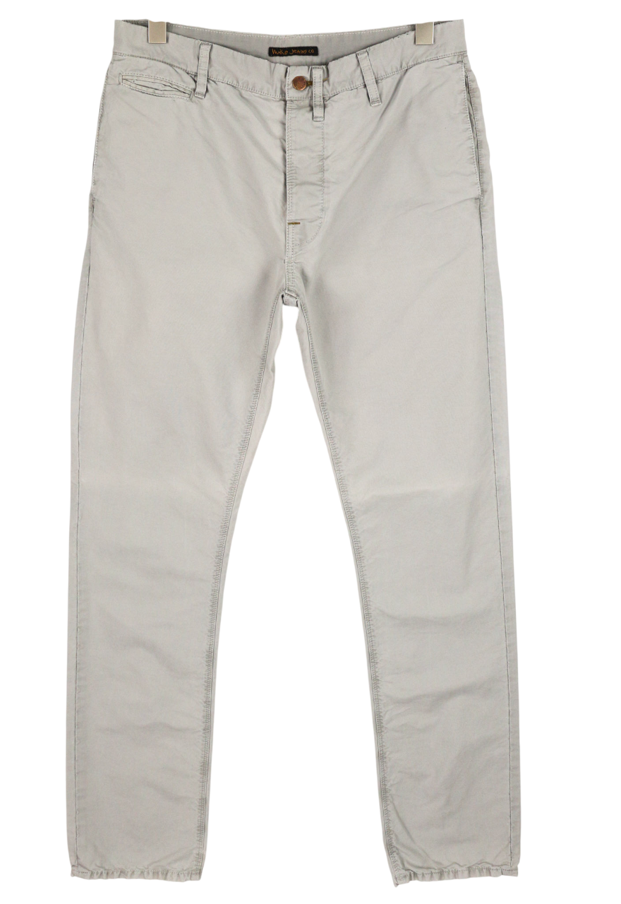 NUDIE JEANS Khaki spalvos įprastos vyriškos kelnės W32/L34 Organic Moon Dust Chino Button 