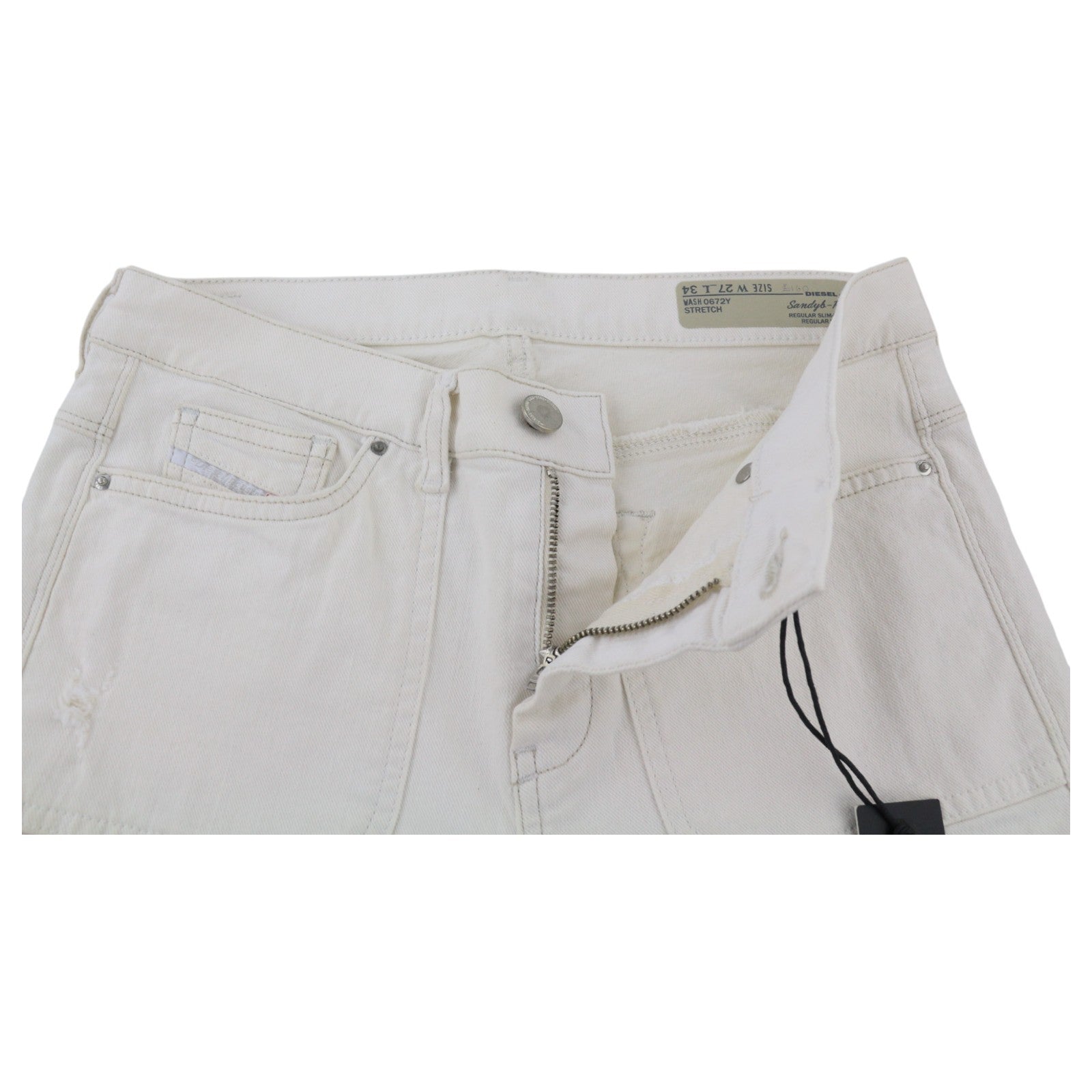 DIESEL Sandyb-Patch 0672Y Womens Jeans W27/L34 White Slim Bootcut RRP€190