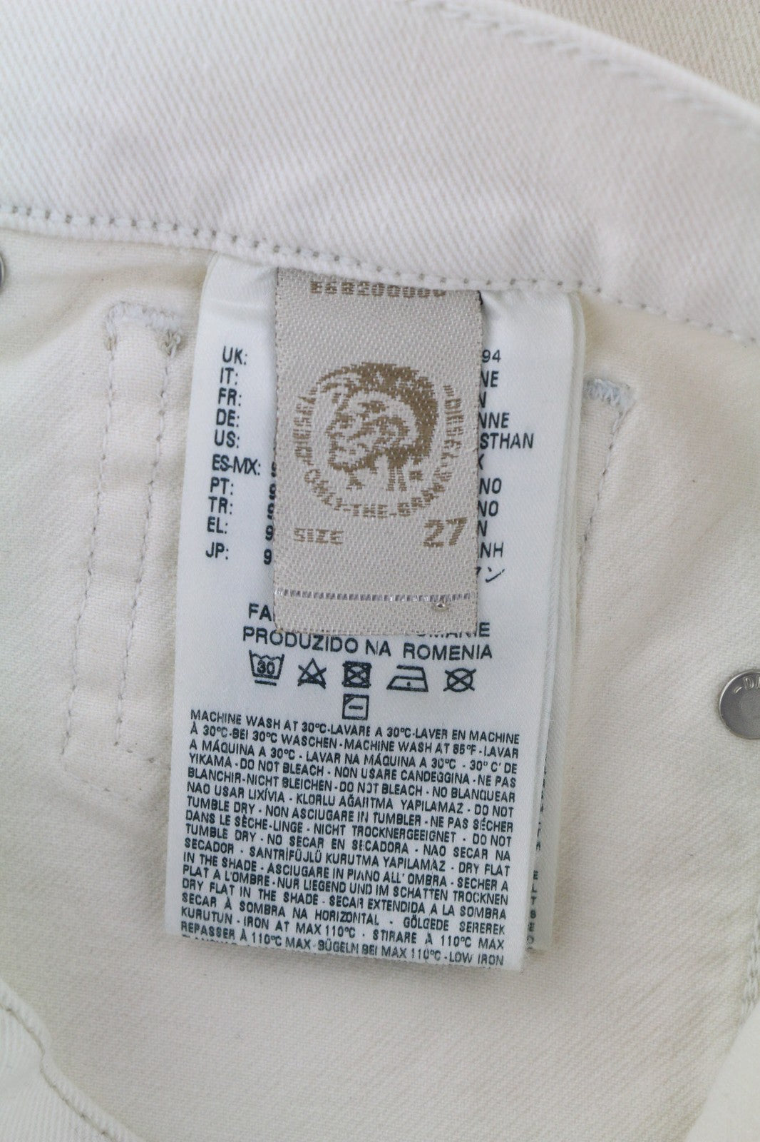 DIESEL Sandyb-Patch 0672Y Womens Jeans W27/L34 White Slim Bootcut RRP€190