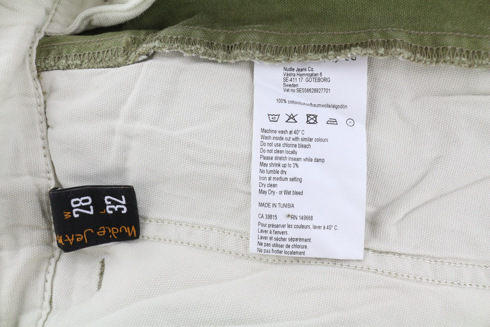 NUDIE JEANS Loose Alvar Men Jeans W28/L32 Beech Green Washed Buttoned Casual