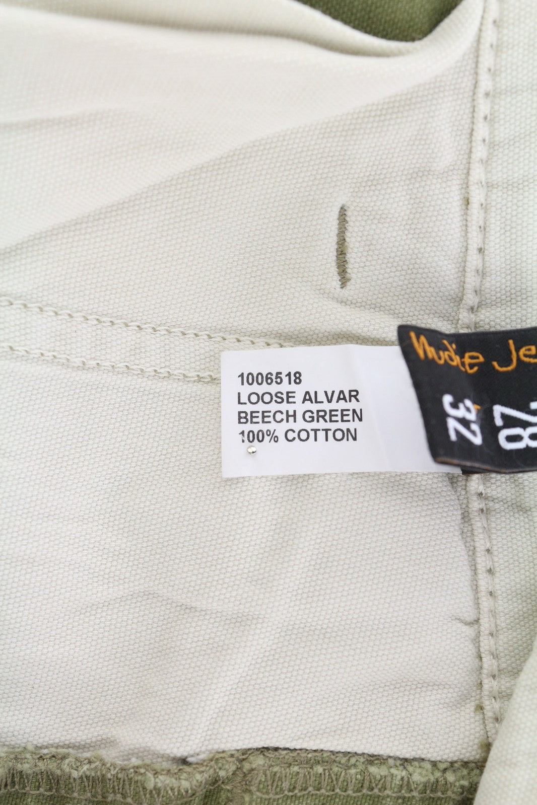 NUDIE JEANS Loose Alvar Men Jeans W28/L32 Beech Green Washed Buttoned Casual