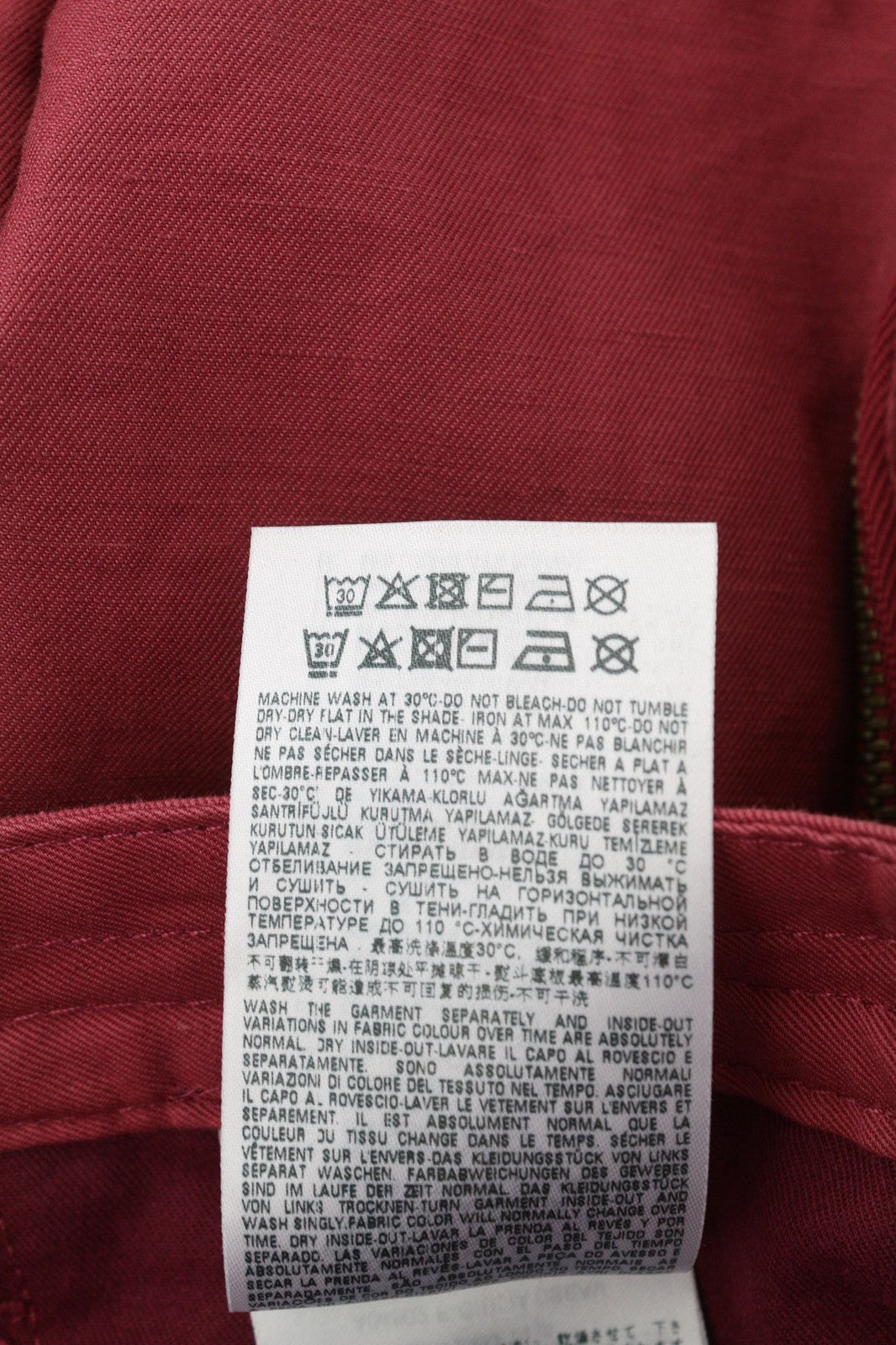 DIESEL P-Giulia moteriškos kelnės W26 Cargo laisvos bordo spalvos lininio audinio mišinio, rekomenduojama kaina – 300 € 