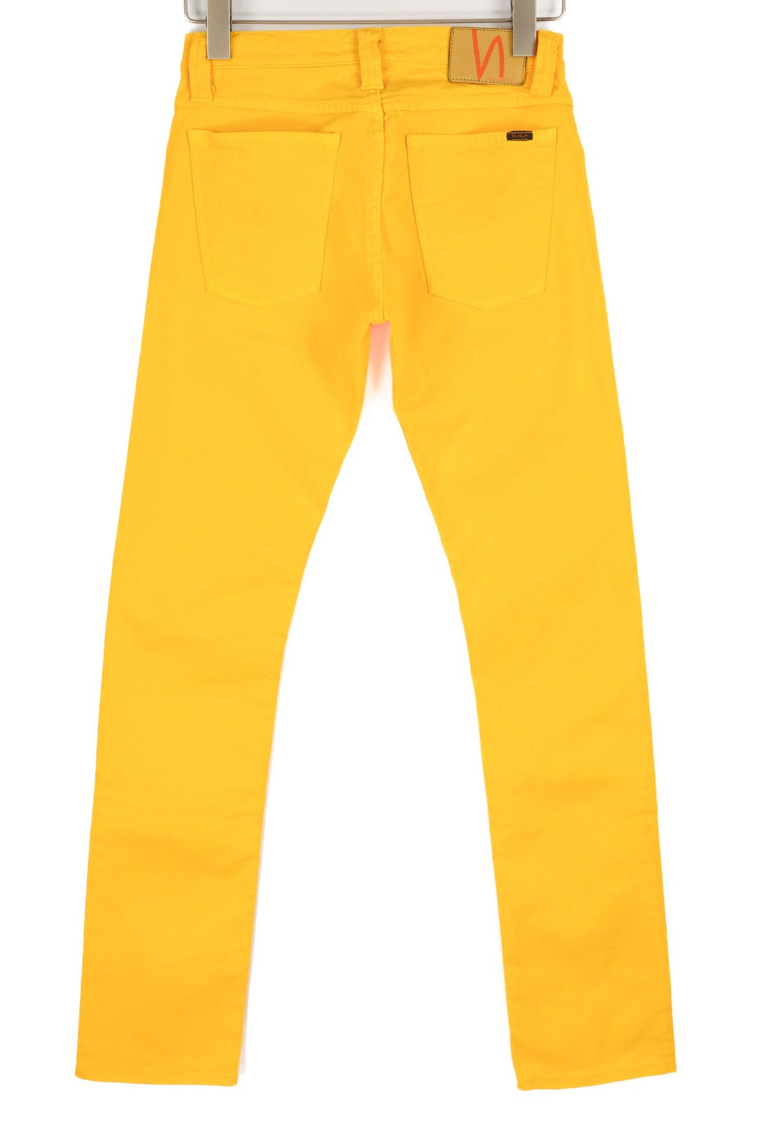 NUDIE JEANS Super Slim Kim Men Jeans W28/L33 Denim Yellow Zipper Logo Casual