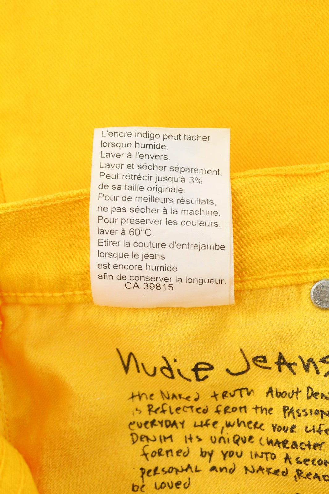 NUDIE JEANS Super Slim Kim Men Jeans W28/L33 Denim Yellow Zipper Logo Casual