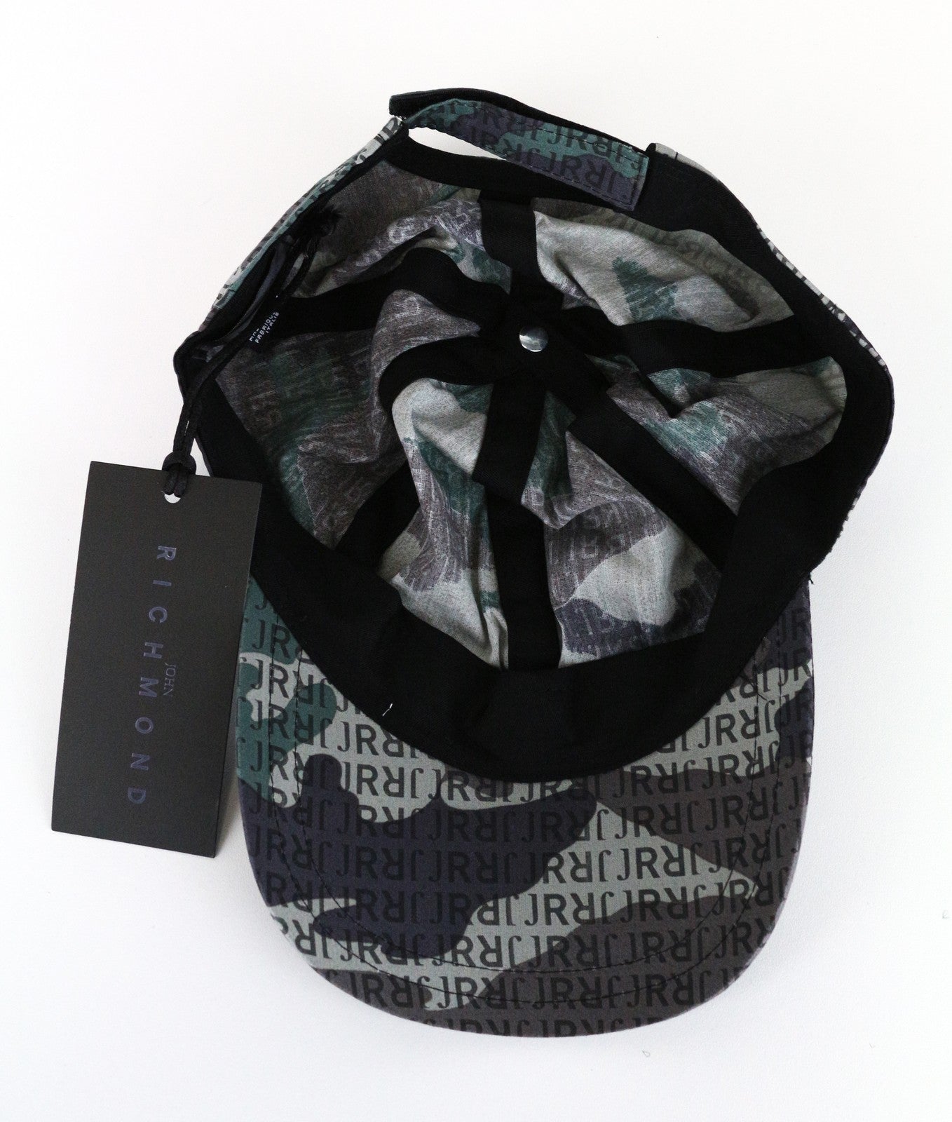 JOHN RICHMOND vyriška kepurė M dydžio, žalia, pilka, medvilninė, su logotipu, laisvalaikio beisbolo stiliaus