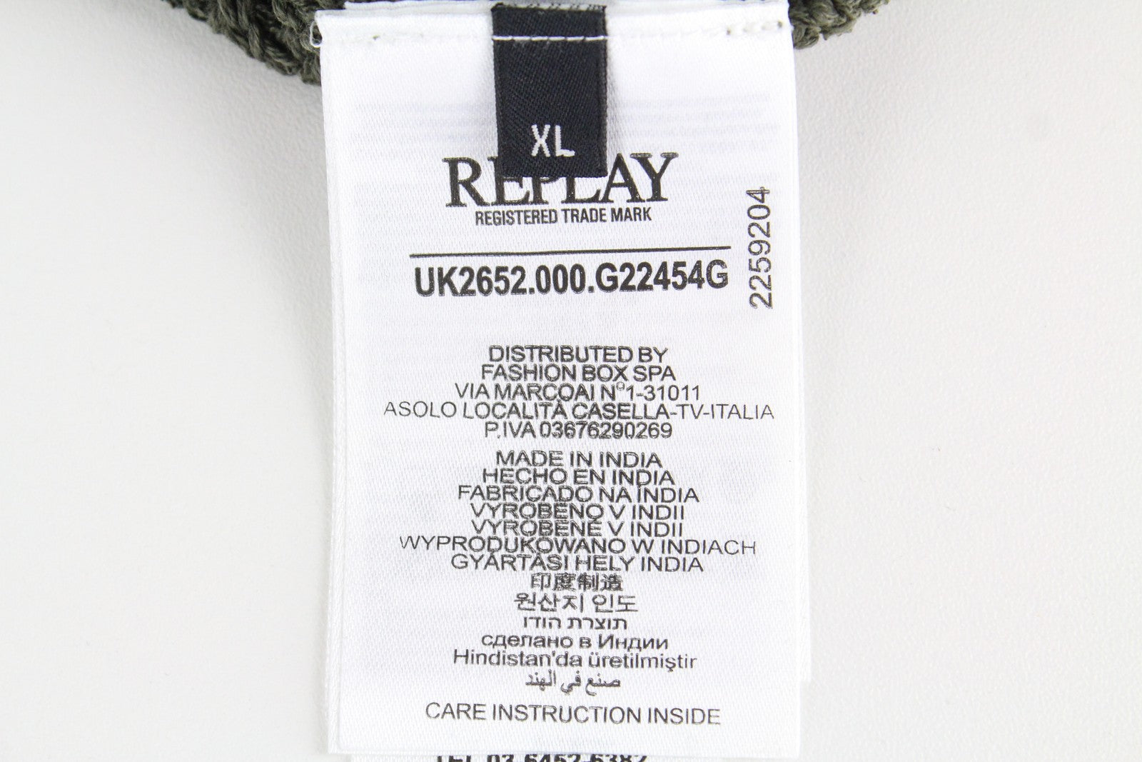 REPLAY vyriškas XL dydžio megztinis, žalias, medvilninis, plėšytas, laisvalaikio stiliaus ilgomis rankovėmis 