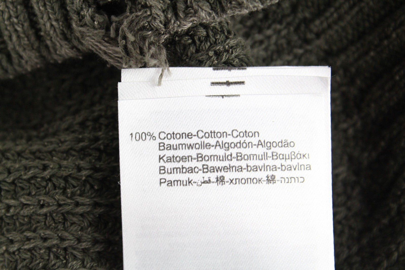 REPLAY vyriškas XL dydžio megztinis, žalias, medvilninis, plėšytas, laisvalaikio stiliaus ilgomis rankovėmis 