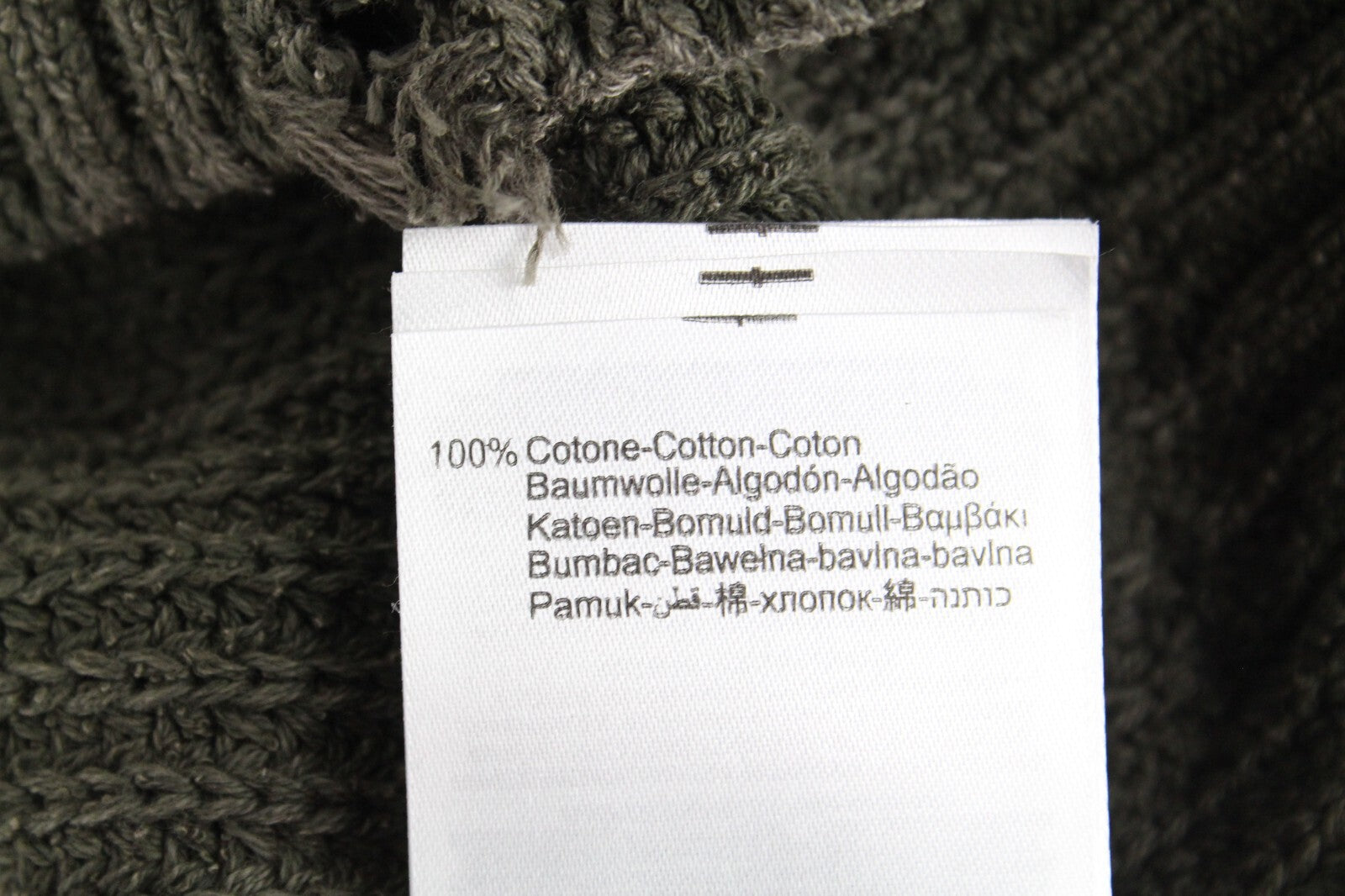 REPLAY vyriškas XL dydžio žalias megztinis su plėšyta medvilnine ilgomis rankovėmis laisvalaikio stiliaus 