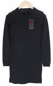 MAISON SCOTCH Womens Dress XS Black Cotton Blend Stretchy Short Long Sleeved