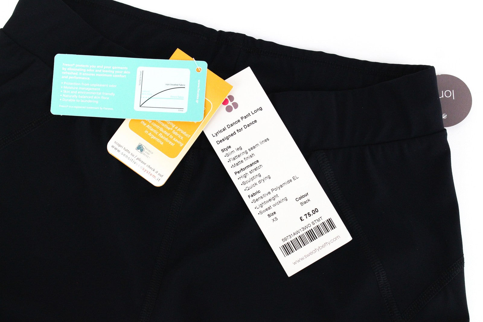 SWEATY BETTY Lyrical Dance Women's Sport Pants XS Black Sculpted Slim Fit