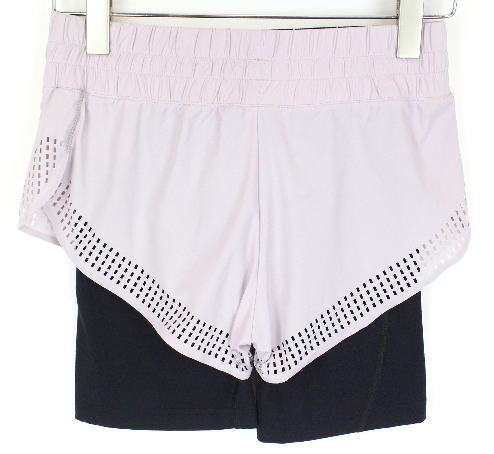 SWEATY BETTY Aerial 2in1 moteriškos bėgimo šortai S dydis, violetiniai, juodi, aktyvūs, daugiasluoksniai 