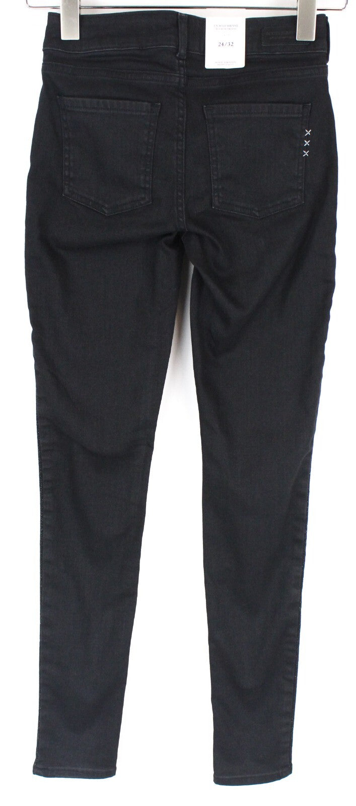 SCOTCH &amp; SODA moteriški džinsai W25/L32 Ams Blauw juodi, aptempti, tamprūs medvilniniai džinsai 