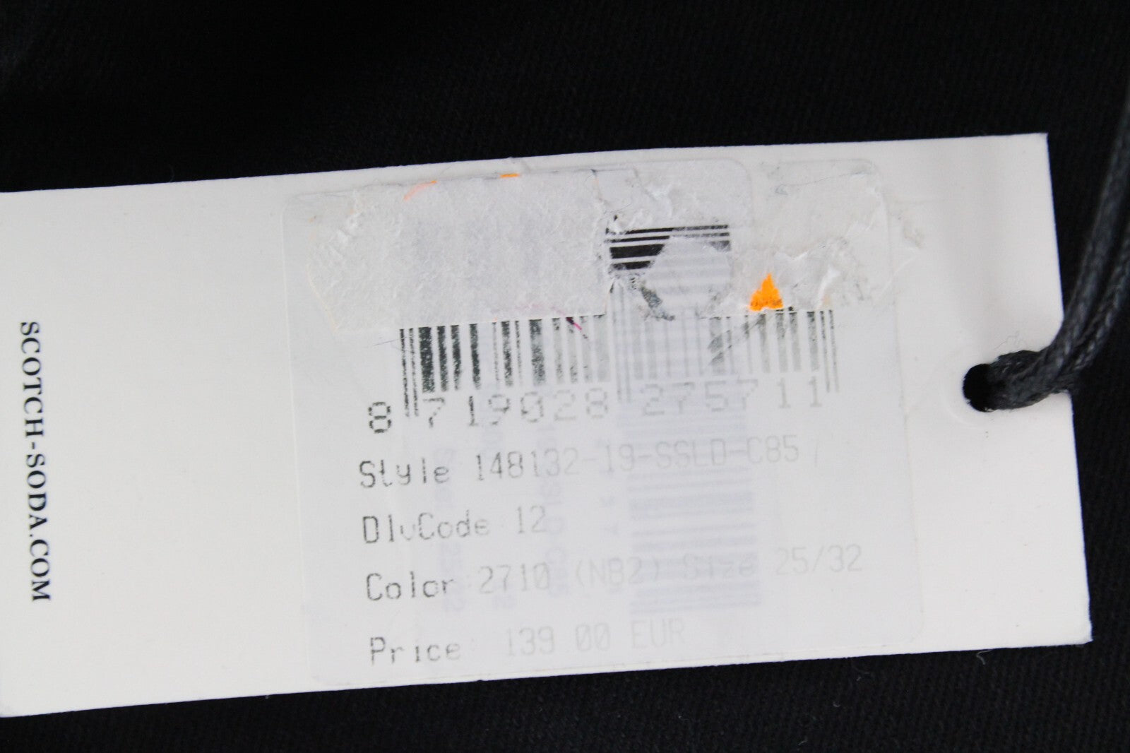 SCOTCH &amp; SODA moteriški džinsai W25/L32 Ams Blauw juodi, aptempti, tamprūs medvilniniai džinsai 