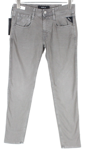 REPLAY Anbass vyriški džinsai W30/L34 pilki, ploni, medvilniniai, skalbti, 5 kišenės 