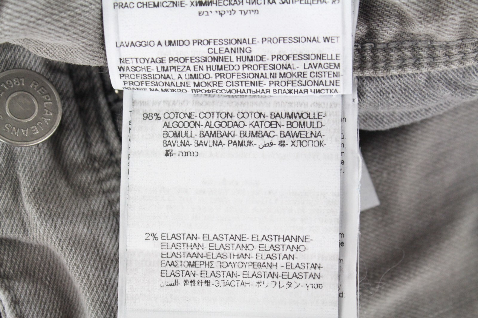 REPLAY Anbass vyriški džinsai W30/L34 pilki, ploni, medvilniniai, skalbti, 5 kišenės 