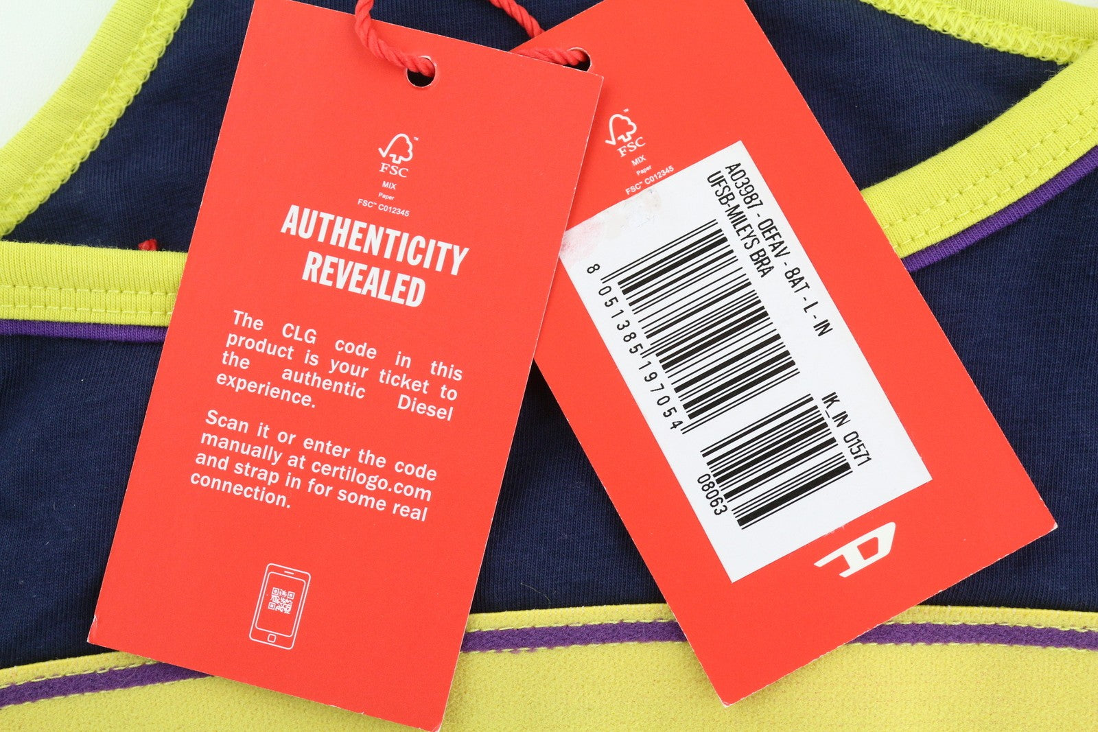 DIESEL Ufsb-Mileys moteriška sportinė liemenėlė L dydžio be rankovių, apvali kaklo, tampri, mėlyna 