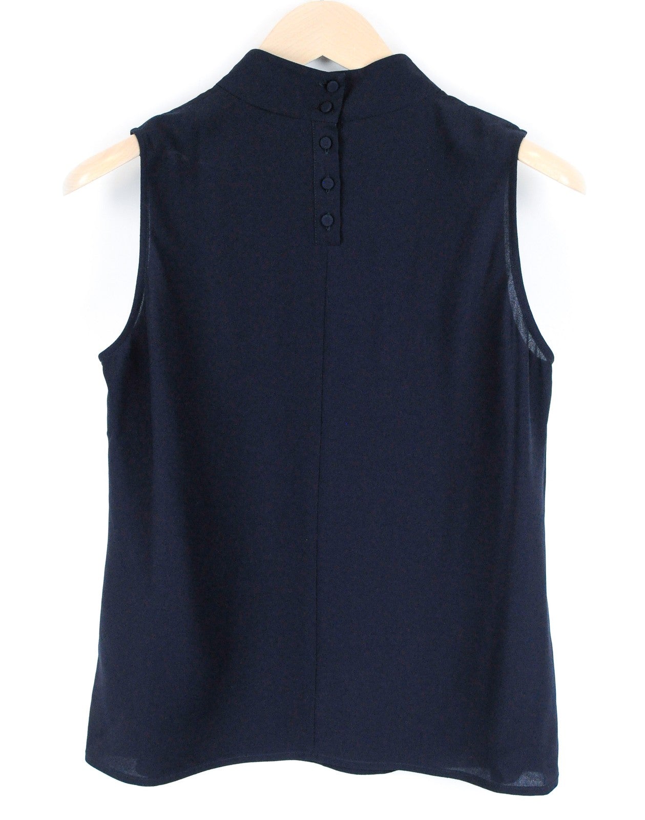 SUISTUDIO Georgie Womens Blouse UK12 Navy Sleeveless Lightweight Round Neck