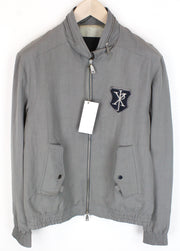 RICHMOND Men's Jacket 48 Grey Linen Blend Patched Long Sleeve Blazer