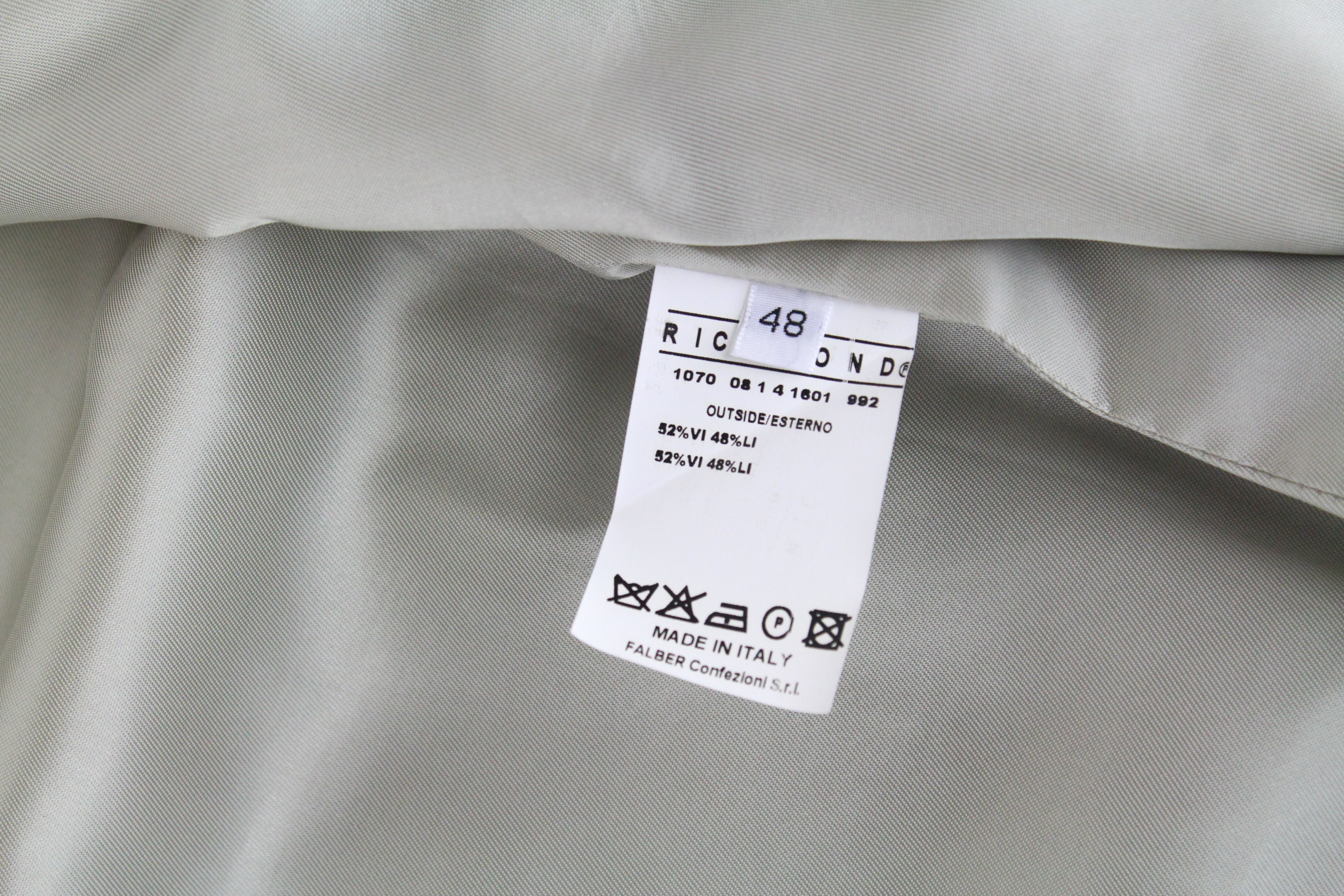 RICHMOND Men's Jacket 48 Grey Linen Blend Patched Long Sleeve Blazer